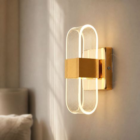 Applique murale LED cristal K9 et acrylique, 12W tricolore 3000K-6000K, design moderne pour chambre et salon, H20.5cm (1/5)
