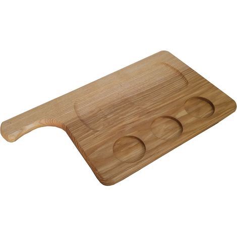 Panetta, tagliere in legno frassino cm 35x20 con 3 incavi portasalse