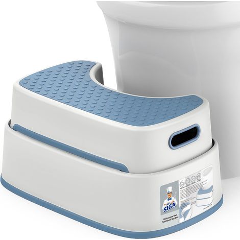 Tabouret Toilette Empilable, Repose Pied WC pour Adultes, Bleu (1/5)
