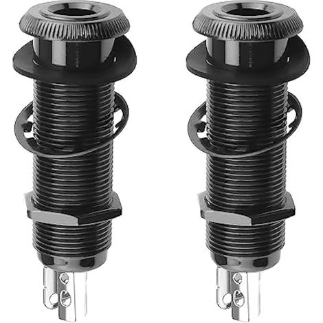 2 prises jack stéréo 6,35 mm 4 broches pour guitare basse, connecteur cylindrique entrée/sortie 1/4", accessoires guitare cuivre noir (1/4)