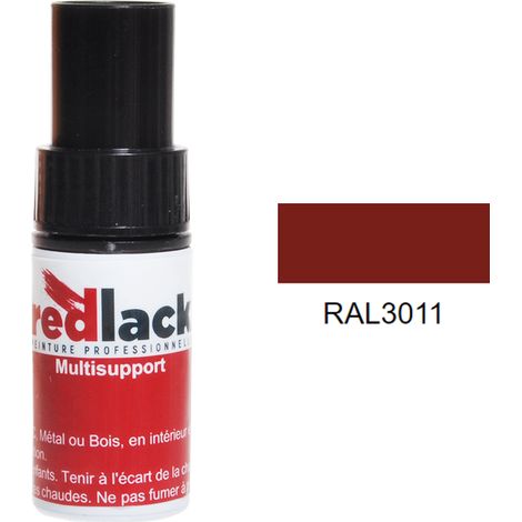 Flacone per ritocchi con pennello 9ml – RAL 3011 – Marrone rossastro – satinato – multisupporto – Redlack