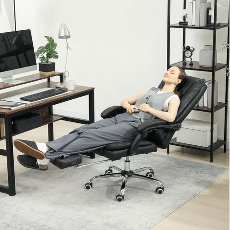 Fauteuil bureau massage chaleur 64 cm 70 cm 118 cm noir OKMYHOME (1/3)
