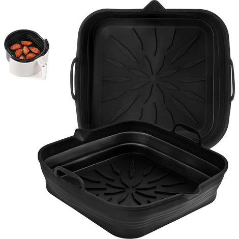 Lot de 2 feuilles de papier cuisson pliable en silicone pour friteuse à air chaud, moule en silicone pour friteuse à air chaud Cosori (1/5)