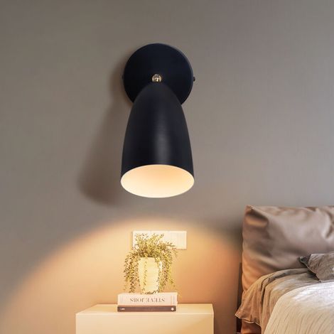 Applique da parete nera per interni - applique vintage per camera da letto, faretti a muro GU10, lampada da corridoio e cucina, applique orientabile retrò per soggiorno e cameretta dei bambini - senza (1/5)