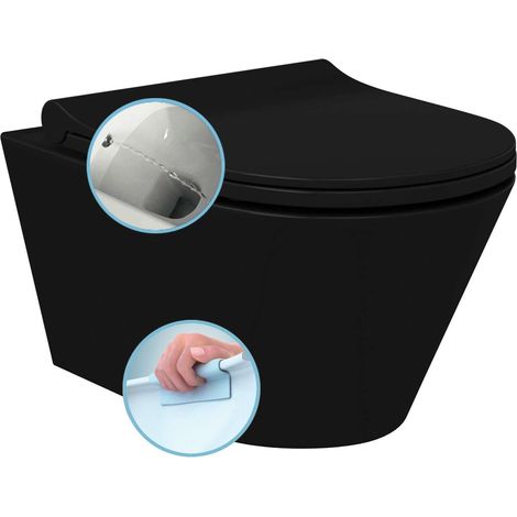 Sapho Avva - WC sospeso con doccetta bidet, Rimless, nero opaco 100312-110 (1/5)