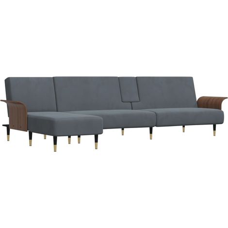 vidaXL Divano Letto a L Grigio Scuro 279x140x70 cm in Velluto (1/5)
