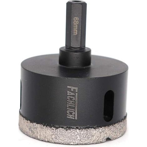 Couronne diamant 68mm pour carrelage, granit, marbre, céramique, avec tige hexagonale (1/5)