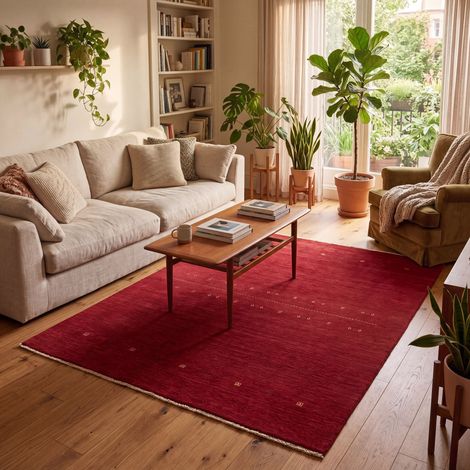 Tapis Loribaft tissé Tapis MumbaiMagic - Tapis en laine - 180x120cm, Rectangular - 100% Laine vierge - Tissé main - Rouge (1/5)