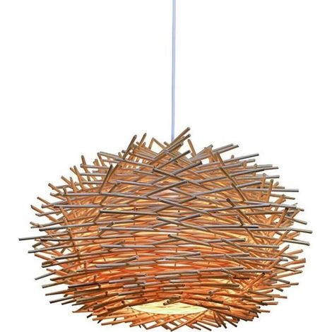 Suspension Lumineuse en Rotin, Lustre Réglable en Nid d'Oiseau, Plafonnier de la Salle à Manger de la chambre à Coucher 300 x 170mm (1/5)