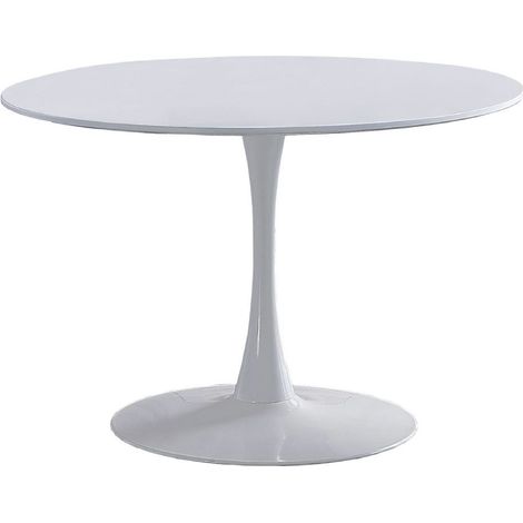 Home Heavenly® - Mesa redonda de comedor o cocina de 110 cm de diámetro CHIARA. Mesa con pata central tipo tulipa. Color: Blanco (1/5)