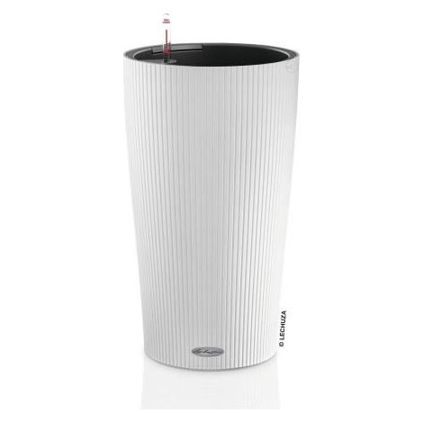 LECHUZA Pot de fleurs - Cilindro color 32 - Ø 32 x 56 cm - 13 L - Kit complet - Blanc