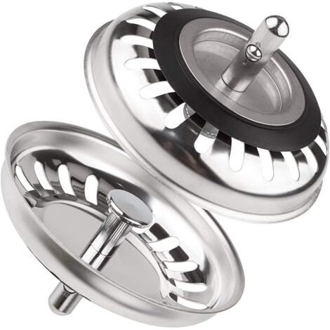 Lot de 2 bouchons d'évier en acier inoxydable, crépine universelle de 79,3 mm, bouchon anti-obstruction pour cuisine et salle de bain. (1/5)