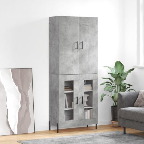 Highboard Betongrau 69,5x34x180 cm Holzwerkstoff