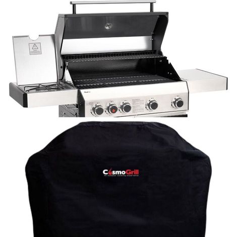 CosmoGrill 4+1 Platinum Black Gas Barbecue incl. Side Burner + Cover