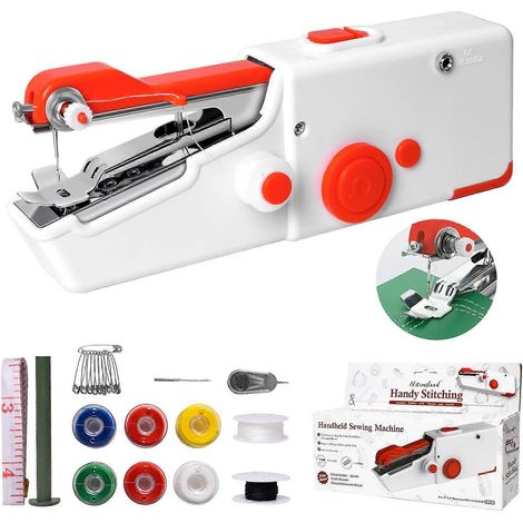 Machine à coudre portative, machine à coudre électrique, adaptée aux débutants et aux adultes, facile à utiliser, compatible avec la couture de vêtements et de tissus. (1/5)