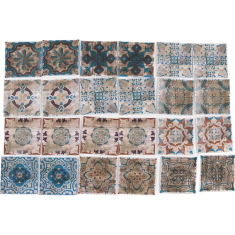 Autocollants muraux 24 pièces motifs fleurs rétro, imperméables, adhésifs, 15x15 cm, décoration maison vintage (1/5)