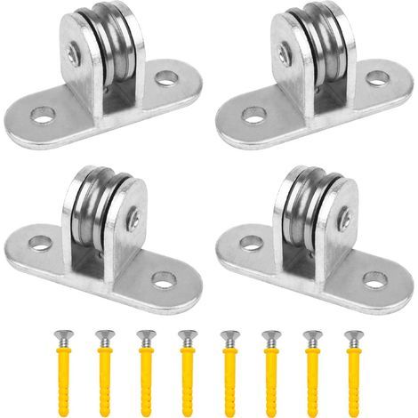 poulies levage 60 mm – inox – rail portail/corde à linge – 8 vis incluses - poulies levage 60 mm – inox – rail portail/corde à linge – 8 vis incluses (1/5)