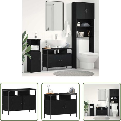 vidaXL Meuble en bois - Meuble de Lavabo de Salle de Bain Chêne noir 80 x 30 x 60 cm (1/5)