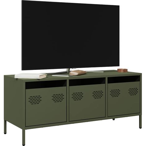 TV-Schrank Olivgrün 101,5x39x43,5 cm Kaltgewalzter Stahl