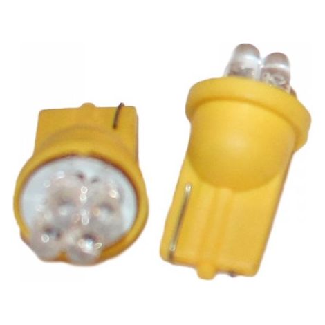 Coppia 2 Lampade Led T10 Con 4 Led F3 Colore Giallo Yellow 12V 0,2W