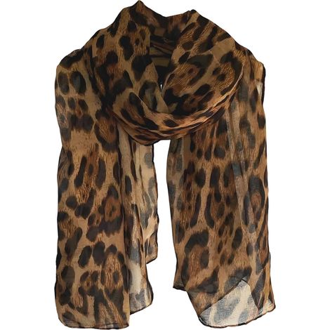 Leopard Print Scarf for Women, Silk Chiffon Scarf, Large Rectangular Scarf 90 x 180 cm, Lightweight and Soft Plant Silk, Timeless Leopard Print, Versatile Shawl, Elegant Accessory