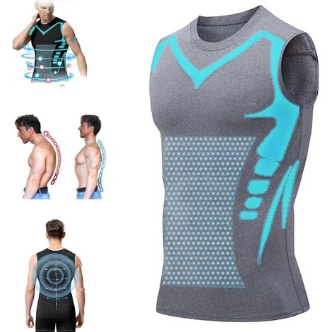 Gilet de compression North Alpine, T-shirt de compression pour homme, version sans manches, pour la salle de sport et la course à pied.