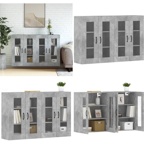 Armoires murales 2 pcs gris béton bois d'ingénierie - Armoire Murale - Meuble De Rangement - Buffet - Étagère Murale - Décoration Intérieure - Home & Living (1/5)