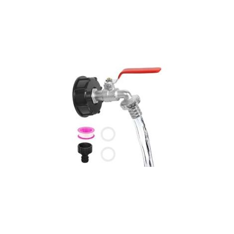 Vanne de vidange IBC, 1/2 pouce, pour réservoir d'eau de pluie de 1 000 litres, raccords de réservoir 3/4 pouce avec raccord de tuyau d'arrosage, raccords de réservoir IBC, raccords de connecteur - Cr (1/4)