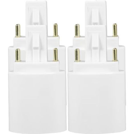 Adaptateur pour douille de bougie G24q vers E27 (4 broches vers culot à vis) - Lot de 4. Convient pour bureau, maison et magasin. (1/3)