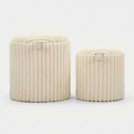 Set 2 pouf contenitore rotondi in poliestere Goteborg (1/5)