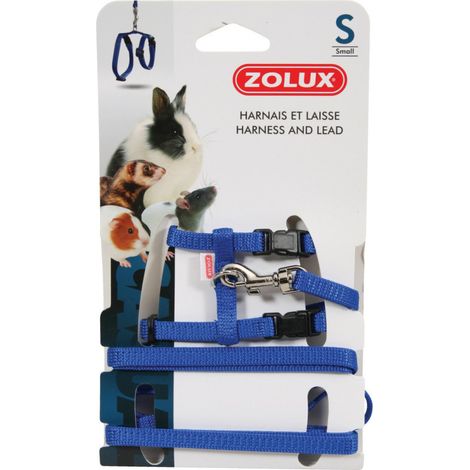 Harnais et laisse bleu taille S pour rongeurs - zolux (1/2)