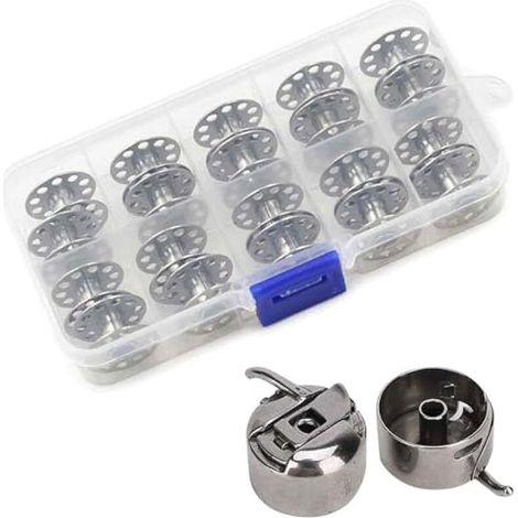 20 Bobine en Métal, Accessoires de Machine à Coudre Domestique, Fil à Coudre à Grande Vitesse, Vêtements De Couture Faits Main DIY Essentiels, Livré Avec 2 Boîtiers de Canette