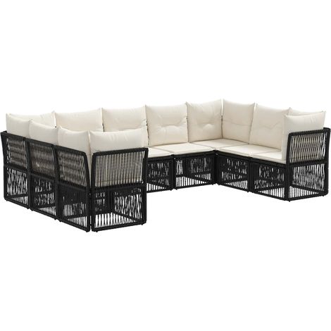 Gartensofa-set 9 pcs Schwarz Poly-Rattan vidaXL