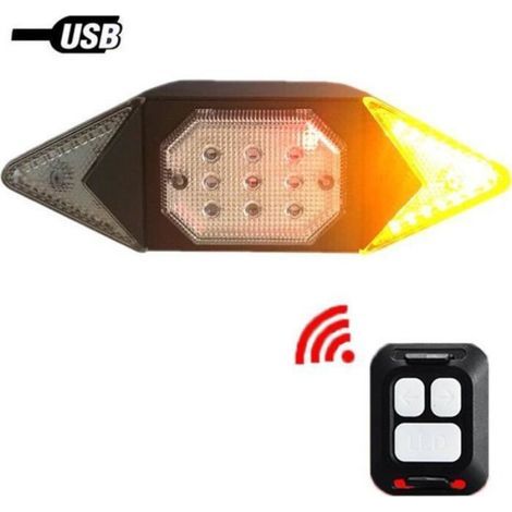 Fahrradblinker, Fahrradrücklicht, kabellose, per USB aufladbare Fahrradblinker, rotes Hauptlicht, gelbes Blinklicht (1/5)
