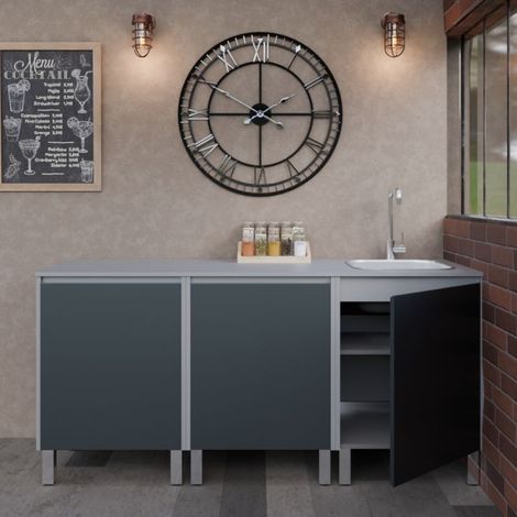 Cuisine d'extérieur en inox KX09 - 180 cm avec évier