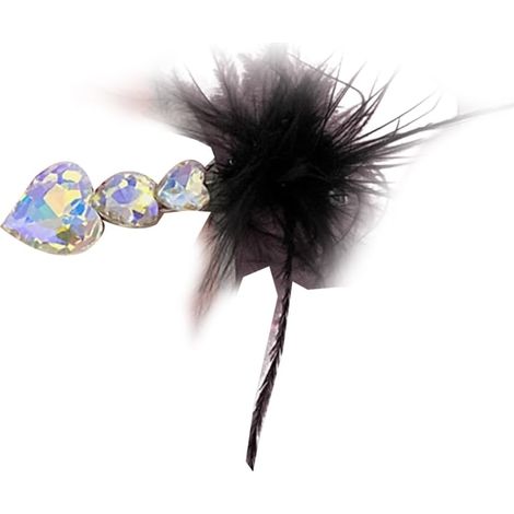 Pince à cheveux en forme de cœur avec strass et plumes pour fille et femme (1/5)