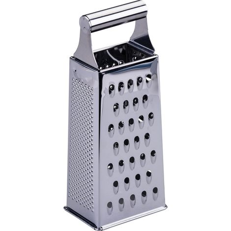 Grattugia quadrata multifunzione essenziale in acciaio inox per formaggio, verdura, frutta e cioccolato, lavabile in lavastoviglie, acciaio inox, argento