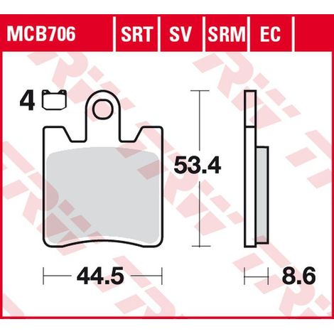 Plaquettes de frein TRW ZF KH283 frittées pour Suzuki AN 250 Burgman (1998-2000), AN 400 Burgman (2001-2006), SYM GTS 125/250/300 (2016-), Daelim QL 125 (2015-), SL 125 Otello (2007-), SN 125 Bone (20