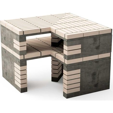 MOVELAR - Módulo de esquina California Plus XL para Barbacoa de Obra Prefabricada (Beige, Gris - 107 x 64 x 64 cm) - Uso en Exteriores (1/2)