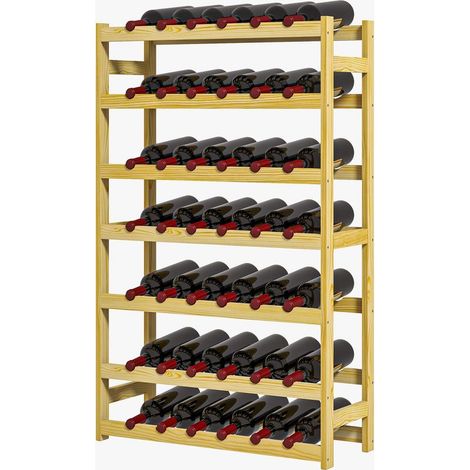 Casier à bouteilles, porte-bouteille en bois à 7 niveaux pour 42 bouteilles, 63 x 25 x 102cm, naturel (1/5)
