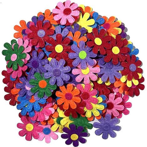 300 autocollants muraux en feutrine non tissée en forme de fleurs pour décoration de fête et loisirs créatifs. (1/5)
