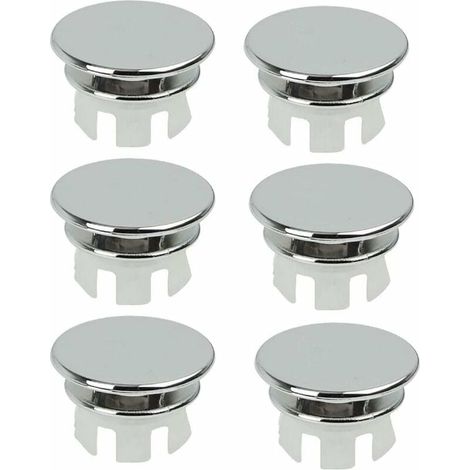 ZVD - Juego de 6 tapones de desagüe para inodoro, cromados, para lavabo de baño, redondos (1/4)