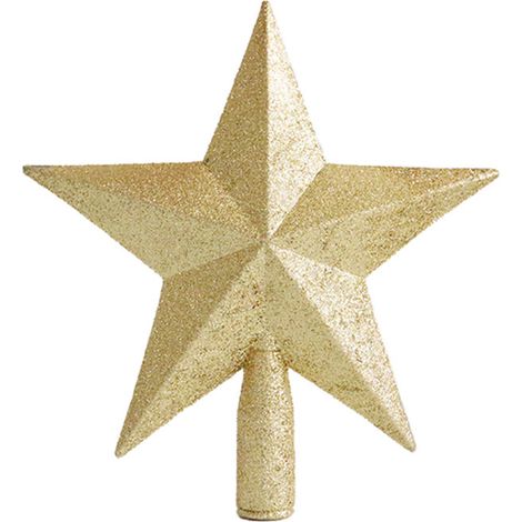 Étoile Dorée Scintillante Pour Arbre De Noël, Décoration De Cime 5 Pointes 20 Cm-KZQ (1/2)