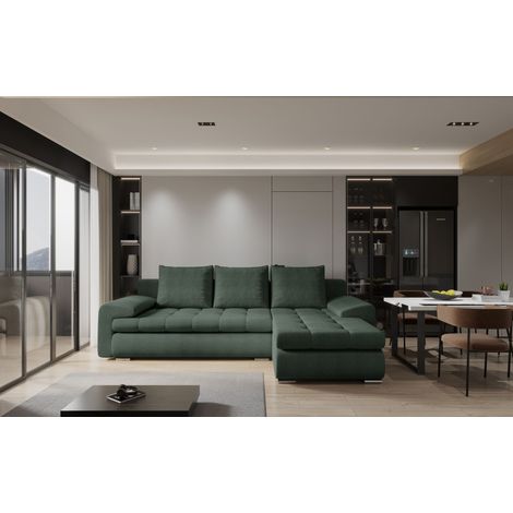Kaiser Möbel Elegantes und modernes Ecksofa TOMI Abriamo Dunkelgrün Rechts (1/4)