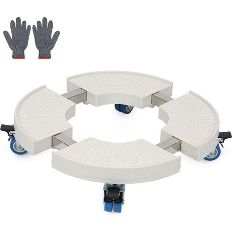 Randaco Carrello per piante rotondo con ruote, regolabile e resistente, per interni ed esterni, 38-52 cm (bianco)