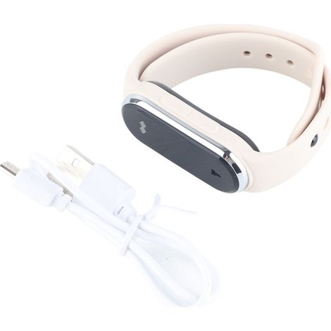 Bracelet Anti-Moustiques USB Rechargeable 5V 1A 90mAh, Podomètre, Capteur de Température, Ultrason, Wristband Blanc (1/5)