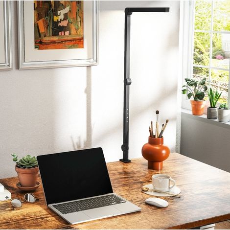 Lampe de bureau LED à pince, dimmable, 96 LED, bras réglable 1,2 m, aluminium noir (1/5)