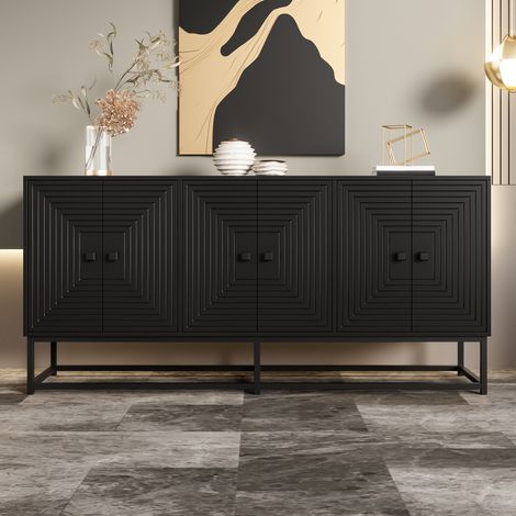 Buffet noir 3 portes doubles, mat, grand rangement (1/5)