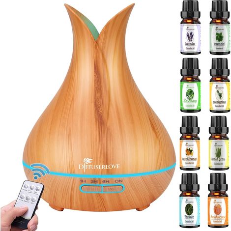 Diffuseur d'Huiles Essentielles Electrique Diffuseur d'Arômes à Ultrasons Télécommandé Humidificateurs d'Huiles Essentielles Silencieux avec 7 Lampes De Couleur (1/5)