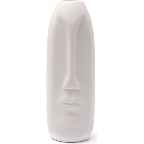 Vase à fleurs en céramique moderne, jardinière à visage humain, Pot rustique pour la décoration de la maison, 21x7cm de diamètre 3cm, blanc (1/5)